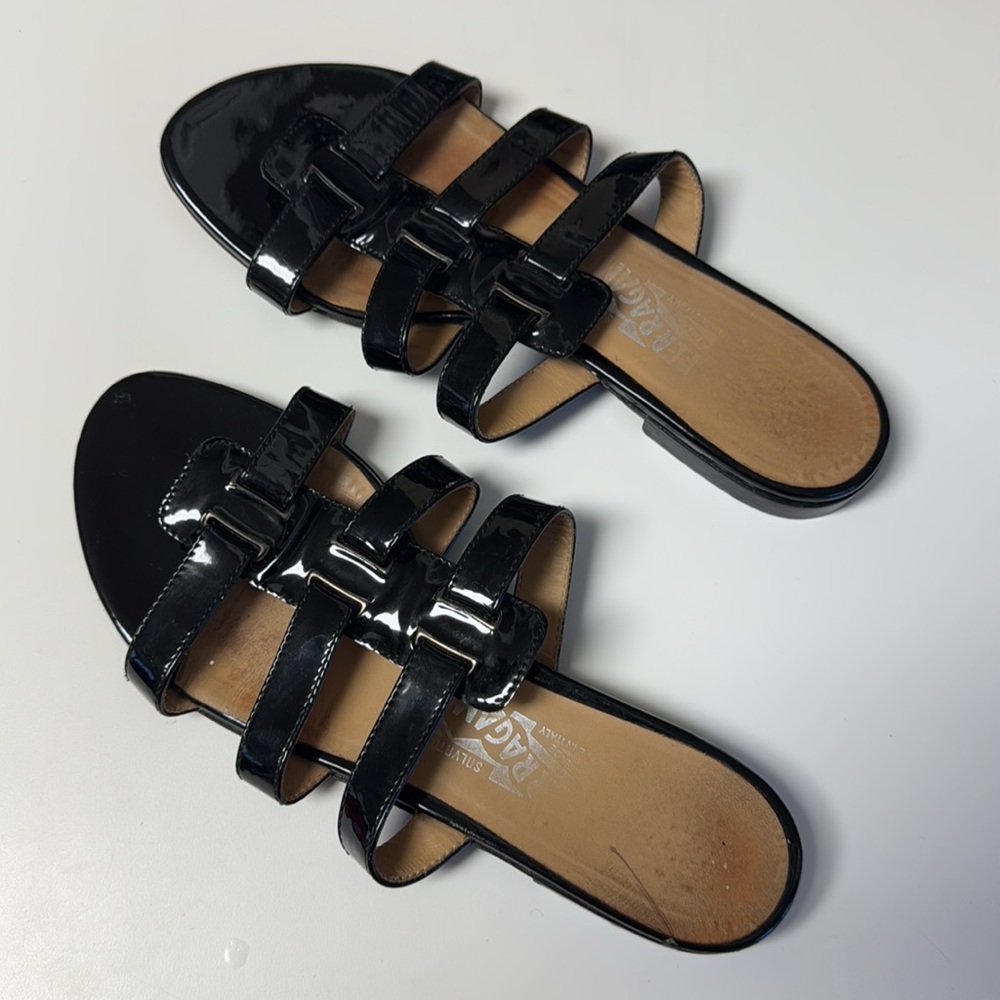Salvatore Ferragamo Patent Leather Slides - Picture 4 of 14